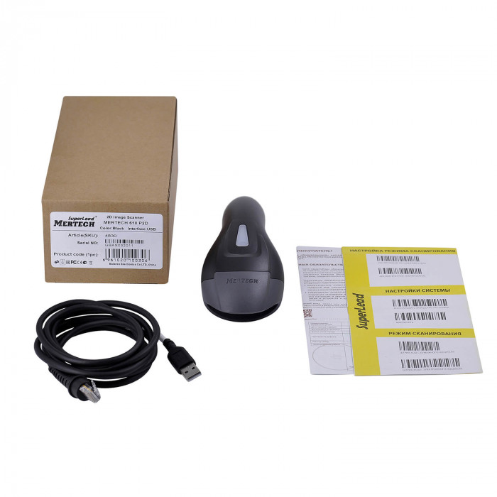 Проводной сканер штрих-кода MERTECH 610 P2D SuperLead USB Black в Рязани